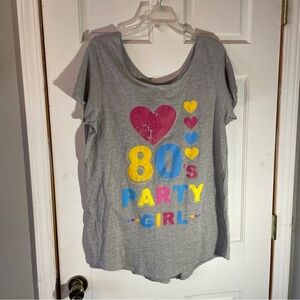 Gray 80's Party Girl Ladies T-Shirt